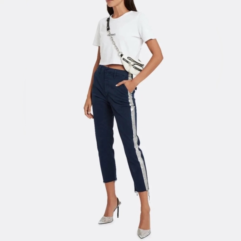 MOTHER The Shaker Prep Fray Pant Killing Time‎ Wash Navy/Silver Approximating 27